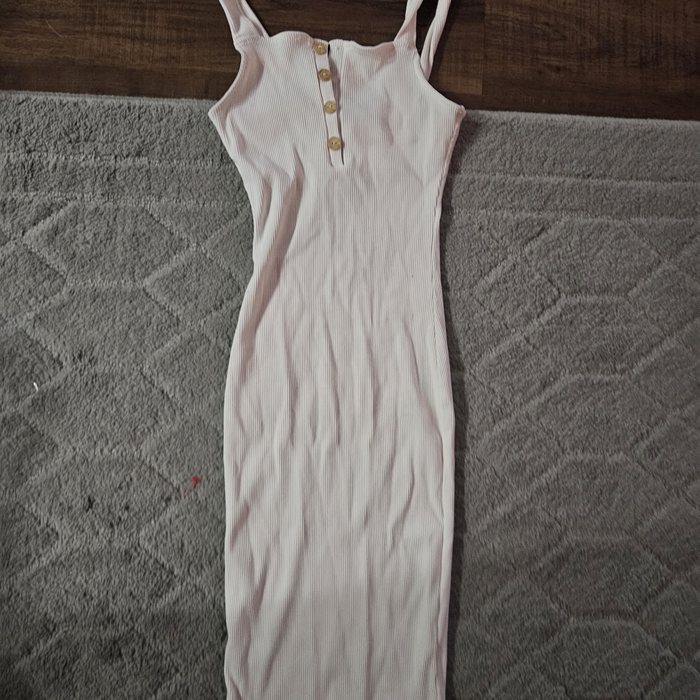 Shinestar Cream Button-Front Maxi Dress